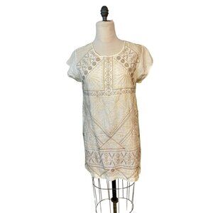Johnny Was JWLA Collette Peasant Tunic Dress Embroidered Linen Small NWT
